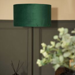 ValueLights Tavel Brushed Matt Black Floor Lamp Light with Velvet Shade in Bottle Green - Size: 18 inches - thumbnail 4