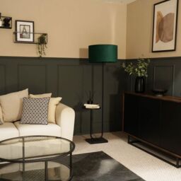 ValueLights Tavel Brushed Matt Black Floor Lamp Light with Velvet Shade in Bottle Green - Size: 18 inches - thumbnail 3