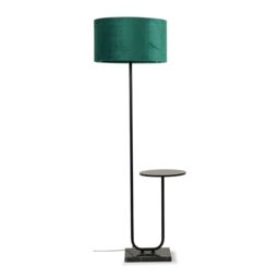 ValueLights Tavel Brushed Matt Black Floor Lamp Light with Velvet Shade in Bottle Green - Size: 18 inches - thumbnail 2