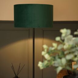 ValueLights Tavel Brushed Matt Black Floor Lamp Light with Velvet Shade in Bottle Green - Size: 18 inches - thumbnail 5