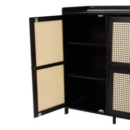 FORGEVIO 3 Rattan Doors Shoe Cabinet Storage Cupboard Footwear Shelf Cupboard in Black - thumbnail 5
