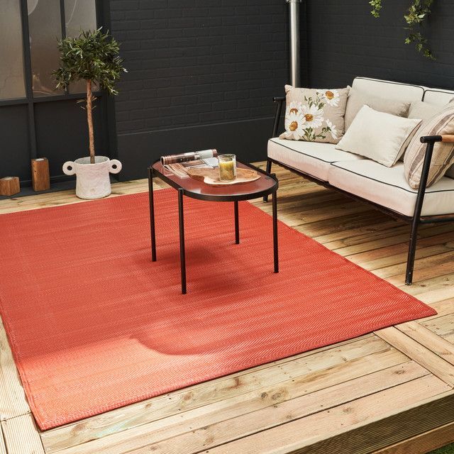 THE RUGS Reversible Weatherproof Outdoor Terra Rug Solid Urban 1000 in Terracotta - Size: 120 cm x 160 cm - image 1