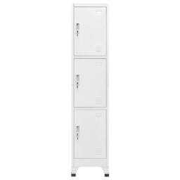 Berkfield Home Locker Cabinet with 3 Compartments 38x45x180 cm in White - Size: 38 x 45 x 180 cm - thumbnail 2