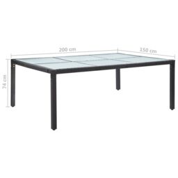 Berkfield Home Outdoor Dining Table Black 200x150x74 cm Poly Rattan - Size: 200 x 150 x 74 cm - thumbnail 5