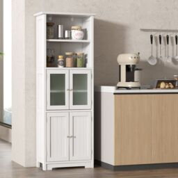 Costway 163cm Tall Bathroom Storage Cabinet Freestanding Kitchen Pantry Cupboard in White - thumbnail 5