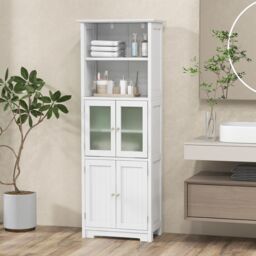 Costway 163cm Tall Bathroom Storage Cabinet Freestanding Kitchen Pantry Cupboard in White - thumbnail 3