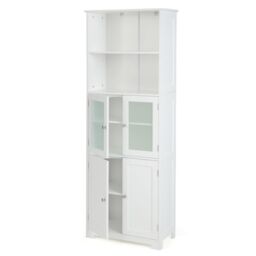 Costway 163cm Tall Bathroom Storage Cabinet Freestanding Kitchen Pantry Cupboard in White