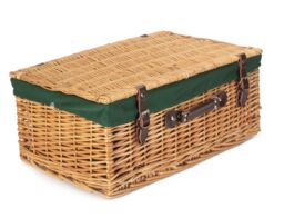 Red Hamper Wicker 55cm Buff Picnic Basket with Cotton Lining in Green - thumbnail 3