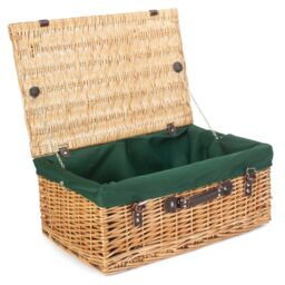 Red Hamper Wicker 55cm Buff Picnic Basket with Cotton Lining in Green - thumbnail 1