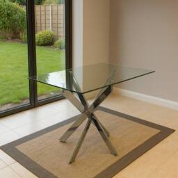 KOSY KOALA Modern Rectangle Glass Dining Table Set With 4 Cream Plastic Chairs - thumbnail 5