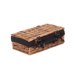 Red Hamper Wicker Small Packaging Cotton Lined Basket in Black