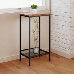 Levede Industrial Side Table Wood 2-Tier Storage Shelf End Table Living Room in Brown - thumbnail 2