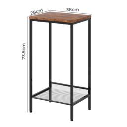 Levede Industrial Side Table Wood 2-Tier Storage Shelf End Table Living Room in Brown - thumbnail 4