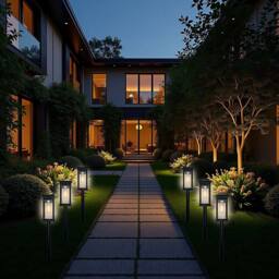 Bright Zeal Set of 2 40cm Black Solar Path Lights with Auto On/Off IP44 Waterproof - thumbnail 6