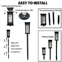 Bright Zeal Set of 2 40cm Black Solar Path Lights with Auto On/Off IP44 Waterproof - thumbnail 5