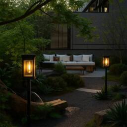 Bright Zeal Set of 2 40cm Black Solar Path Lights with Auto On/Off IP44 Waterproof - thumbnail 3