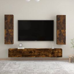 Berkfield Home Wall-mounted TV Cabinet Smoked Oak 30.5x30x110 cm in Brown - thumbnail 6