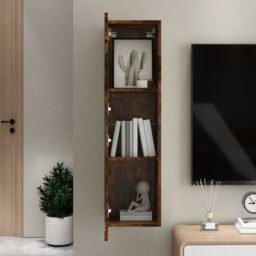 Berkfield Home Wall-mounted TV Cabinet Smoked Oak 30.5x30x110 cm in Brown - thumbnail 3
