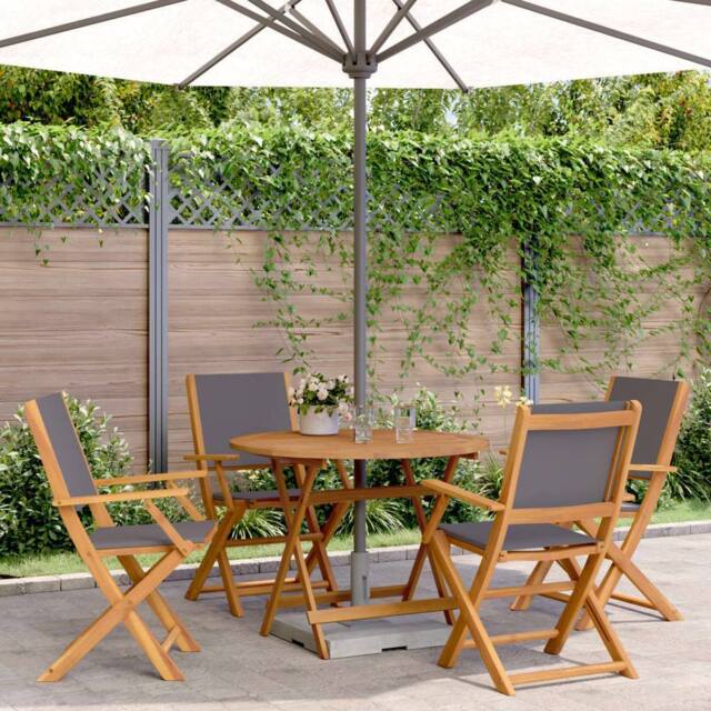 Berkfield Home 5 Piece Garden Dining Set Anthracite Fabric & Solid Wood in Black - image 1
