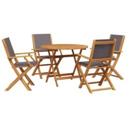 Berkfield Home 5 Piece Garden Dining Set Anthracite Fabric & Solid Wood in Black - thumbnail 2