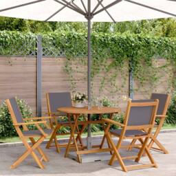Berkfield Home 5 Piece Garden Dining Set Anthracite Fabric & Solid Wood in Black - thumbnail 1