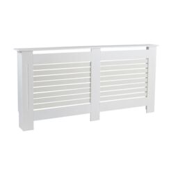 Home Source Extra Large Radiator Cover Wooden MDF Wall Cabinet Shelf Slatted Grill in White - thumbnail 6