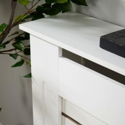 Home Source Extra Large Radiator Cover Wooden MDF Wall Cabinet Shelf Slatted Grill in White - thumbnail 5