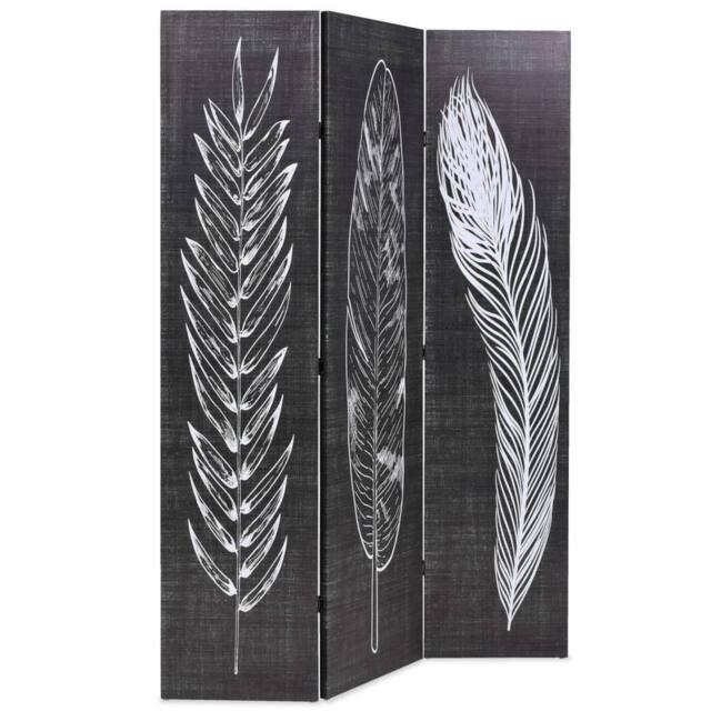 Berkfield Home Folding Room Divider 120x170 cm Feathers Black & White - image 1