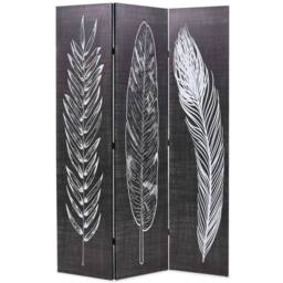 Berkfield Home Folding Room Divider 120x170 cm Feathers Black & White - thumbnail 2