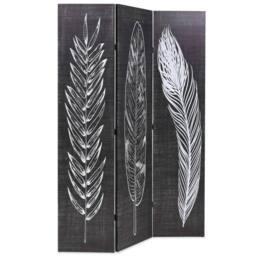 Berkfield Home Folding Room Divider 120x170 cm Feathers Black & White - thumbnail 1