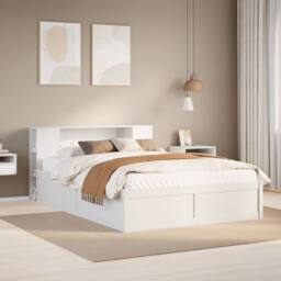 Berkfield Home Beautiful Bed Frame without Mattress White 135x190 cm Double Soli - thumbnail 2