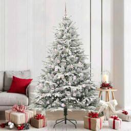 Berkfield Home Artificial Pre-lit Christmas Tree with Ball Set Green 210 cm - thumbnail 1