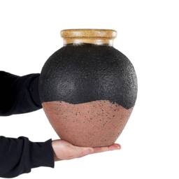 Wyld and Coco Handmade Terracotta Vase Black and Pink 31 cm Retro Vintage - thumbnail 3