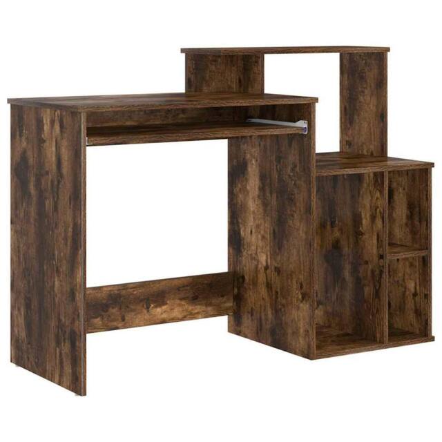 Berkfield Home Desk with Storage Smoked Oak 120.5x44x88.5 cm Engineered Wood in Brown - image 1