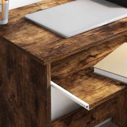 Berkfield Home Desk with Storage Smoked Oak 120.5x44x88.5 cm Engineered Wood in Brown - thumbnail 4