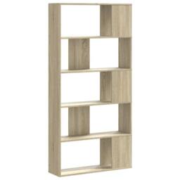 Berkfield Home Decorative Bookcase 5-Tier Sonoma Oak 80.5x23.5x162.5 cm Engineer in Light Beige - thumbnail 5