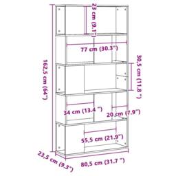 Berkfield Home Decorative Bookcase 5-Tier Sonoma Oak 80.5x23.5x162.5 cm Engineer in Light Beige - thumbnail 8