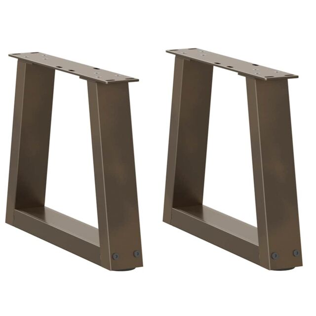 Berkfield Home Dining Table Legs V-Shape 2 pcs Natural Steel 30x(30-31.3) cm Steel in Brown