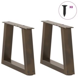 Berkfield Home Dining Table Legs V-Shape 2 pcs Natural Steel 30x(30-31.3) cm Steel in Brown - thumbnail 3