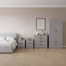 Home Discount Vida Designs Trega 4Pc Bedroom Set(2Dr Bedsidex2, 4Dr Chest, Wardrobe) in Grey - thumbnail 1