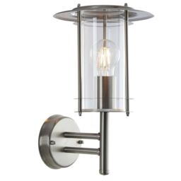 Loops IP44 Outdoor Wall Light Stainless Steel Modern Lantern Glass Round Outdoor Lamp in Metallics - thumbnail 3