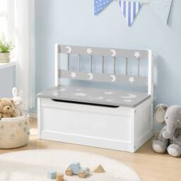 STILVORA Kids Storage Bench with Safety Lid in Grey