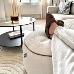rucomfy Beanbags rucomfy Indoor Bean Bag Pouffe - Snug Drum Footstool in Cream - thumbnail 2