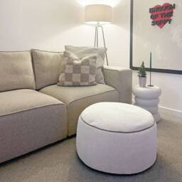rucomfy Beanbags rucomfy Indoor Bean Bag Pouffe - Snug Drum Footstool in Cream - thumbnail 4