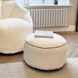 rucomfy Beanbags rucomfy Indoor Bean Bag Pouffe - Snug Drum Footstool in Cream - thumbnail 3