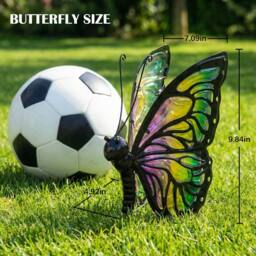 "Bright Zeal Solar Butterfly Lights Hand-Painted Glass 7x5x10"" Multi Outdoor Decor" - thumbnail 5