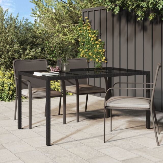 Berkfield Home Garden Dining Table Black 150x90x75 cm Poly Rattan - Size: 150 x 90 x 75 cm - image 1