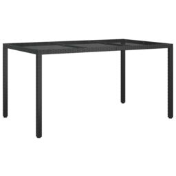 Berkfield Home Garden Dining Table Black 150x90x75 cm Poly Rattan - Size: 150 x 90 x 75 cm - thumbnail 2