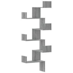 Berkfield Home Wall Corner Shelf Grey Sonoma 45x45x147 cm Engineered Wood - Size: 45 x 45 x 147 cm - thumbnail 1
