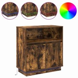 Berkfield Home Sideboard with LED Smoked Oak 71x34, 5x75 cm Engineered Wood in Brown - thumbnail 4